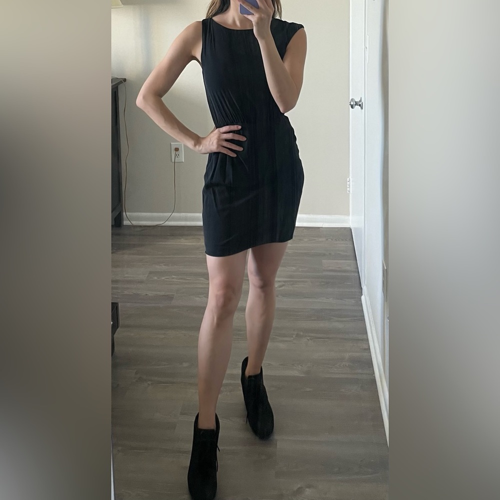 Theory silk asymmetrical black mini dress LBD 0 / 2 / XS